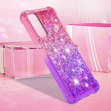 SKALO Samsung A05s 4G Juoksuhiekka Glitter Sydämet TPU kuori - Pinkki-Violetti