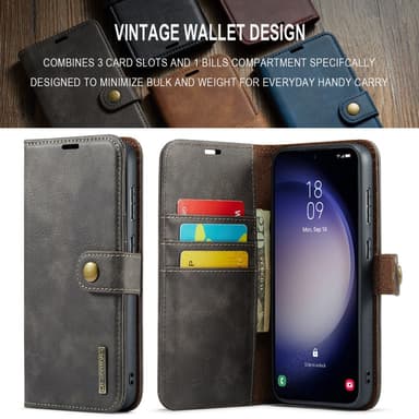 DG MING Samsung S23 FE 2-in-1 magneetti lompakkokotelo - Harmaa