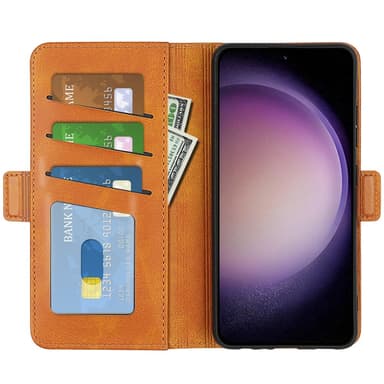 SKALO Samsung S23 FE Premium Wallet Lompakkokotelo - Ruskea