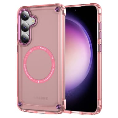 SKALO Samsung S24 Läpinäkyvä TPU Magneetti/Metal Suojakuori - Pinkki