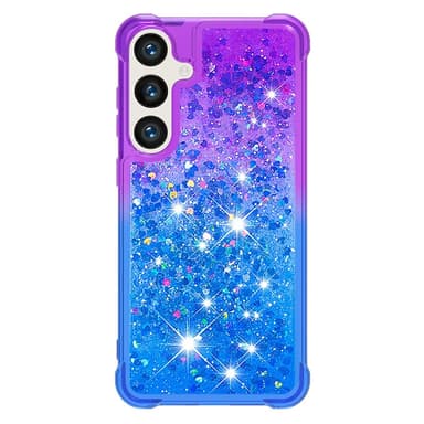 SKALO Samsung S24 Juoksuhiekka Glitter Sydämet TPU kuori - Violetti-Sininen