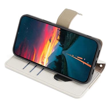 SKALO Samsung A05s 4G Litchi Makeup Mirror Lompakkokotelo - Valkoinen