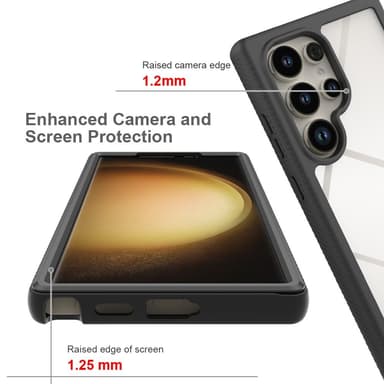 SKALO Samsung S24 Ultra Iskunkestävä Clear Hybrid Suojakuori + suojakalvo - Musta