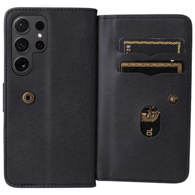 SKALO Samsung S24 Ultra 10-lokeroa Lompakkokotelo - Musta