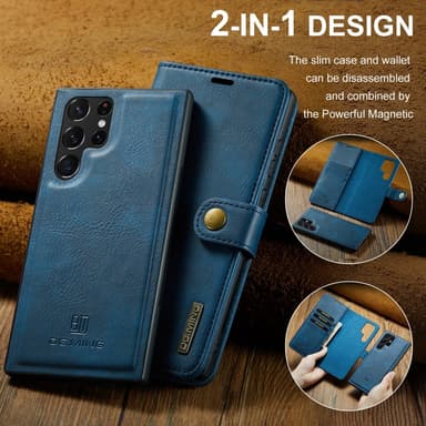 DG MING Samsung S24 Ultra 2-in-1 magneetti lompakkokotelo - Sininen