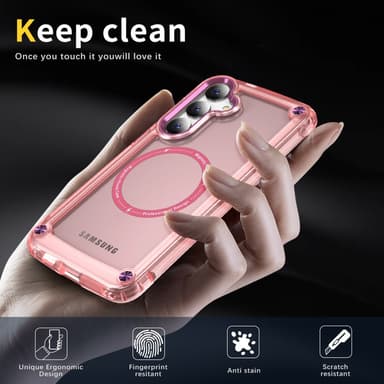 SKALO Samsung S24 Läpinäkyvä TPU Magneetti/Metal Suojakuori - Pinkki