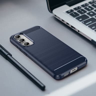 SKALO Samsung S23 FE Armor Carbon Iskunkestävä TPU suojakuori - Sininen