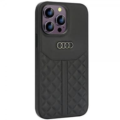 Audi iPhone 14 Pro Max Kuori Genuine Leather Case Musta