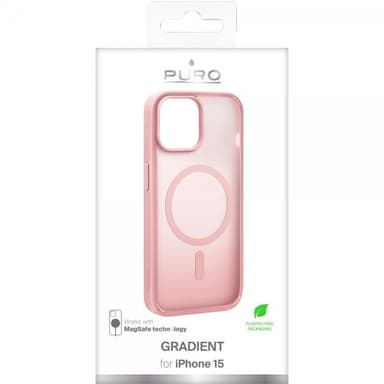 Puro iPhone 15 Kuori Gradient MagSafe Vaaleanpunainen