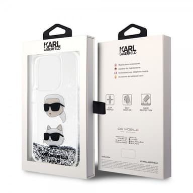 Karl Lagerfeld iPhone 15 Pro Kuori Liquid Glitter Karl & Choupette Hopea