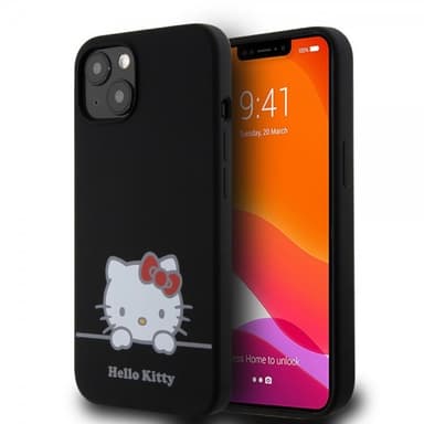 Hello Kitty iPhone 13 Kuori Liquid Silicone Musta