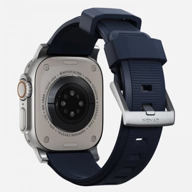 NOMAD Apple Watch 42/44/45mm/Apple Watch Ultra Ranneke Rugged Band Silver Hardware Atlantic Blue
