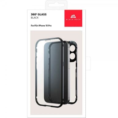 Black Rock iPhone 15 Pro Kuori 360 Glass Läpinäkyvä Musta