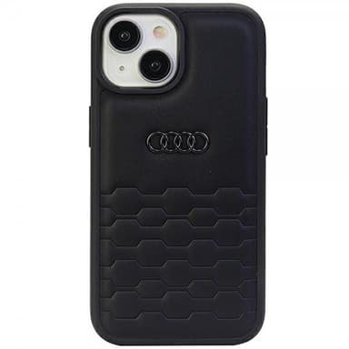 Audi iPhone 15 Plus Kuori GT Synthetic Leather Musta
