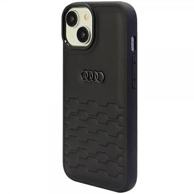 Audi iPhone 15 Plus Kuori GT Synthetic Leather Musta