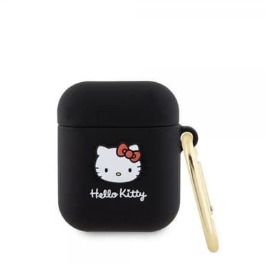 Hello Kitty AirPods 1/2 Kuori Liquid Silicone Musta