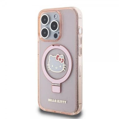 Hello Kitty iPhone 15 Pro Kuori Ring Stand MagSafe Vaaleanpunainen