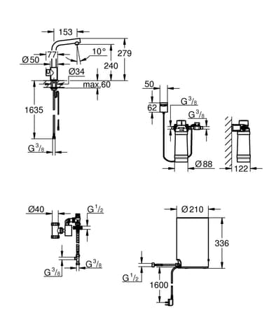 GROHE RED Mono L-juoksuputki Medium boileri