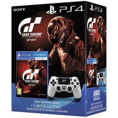 PS4 DualShock 4 ohjain ja Gran Turismo Sport peli