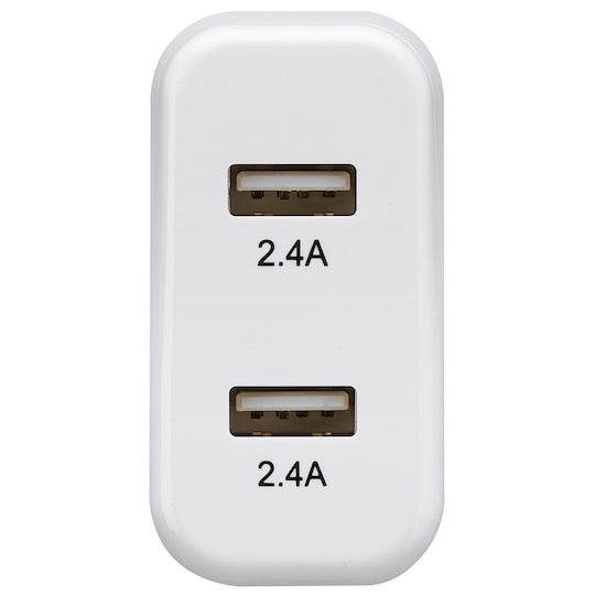 Sandstrøm matkalaturi 2 x USB 4.8A (valkoinen)