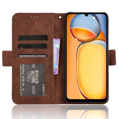 SKALO Xiaomi Redmi 13C 4G 6-lokeroa Lompakkokotelo - Ruskea