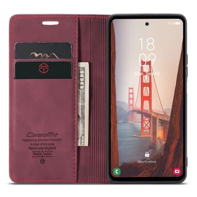 CASEME Retro Lompakkokotelo Samsung Galaxy S23 FE - Viininpunainen
