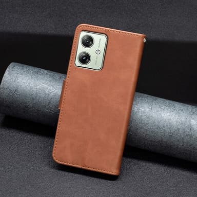 SKALO Motorola Moto G54 5G Lompakkokotelo PU-nahkaa - Ruskea