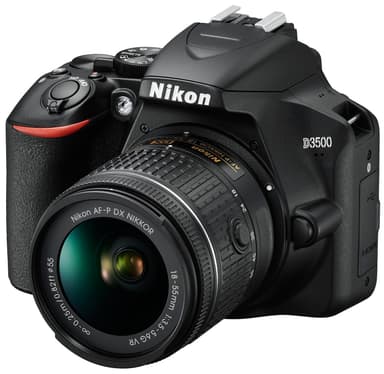Nikon D3500 digitaalikamera + AF-P DX Nikkor 18–55 mm zoomiobjektiivi
