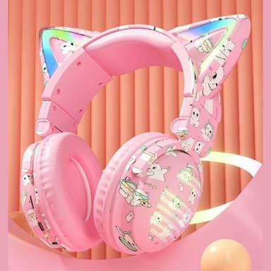 Cat Ears Bluetooth Headset mikrofoni Langattomat kuulokkeet - Musta