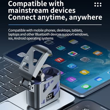 Cool Mecha Style In-Ear Bluetooth-kuulokkeet langattomat kuulokkeet - Sininen