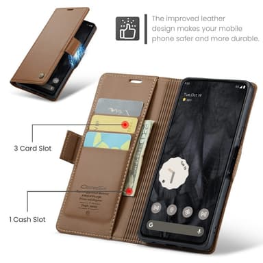 CASEME Retro Lompakkokotelo Pixel 8 Pro
