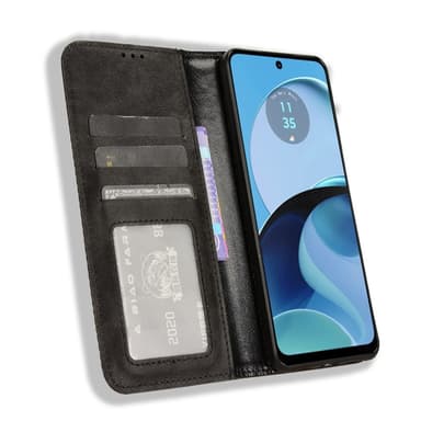Motorola Moto G14 teline puhelinkotelo täysi suojaus lompakon suojus - musta