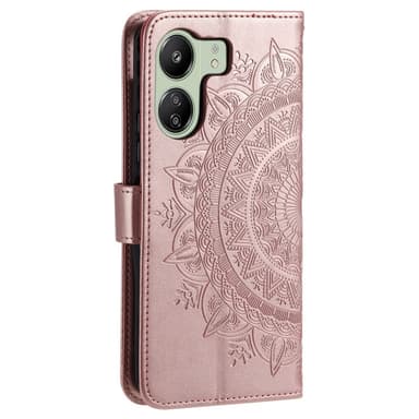 SKALO Xiaomi Redmi 13C 4G Mandala lompakkokotelo - Ruusukulta