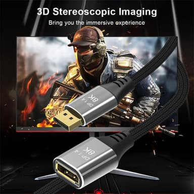 NÖRDIC 50 cm Displayport 1.4 jatkokaapeli UHD 8K60Hz 4K144Hz 32.4Gbps 10-bittinen HDR