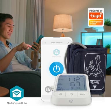 Nedis SmartLife Verenpainemittari | Käsi | Bluetooth | LCD-näyttö | 22 - 42 cm | Epäsäännöllisen sydämenlyönnin havaitseminen / Mansetin käytön tunnistus / Pysy paikallasi -ilmaisu | Valkoinen