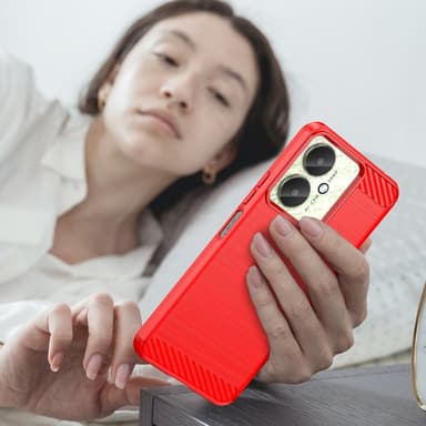 SKALO Xiaomi Redmi 13C 4G Armor Carbon Iskunkestävä TPU suojakuori - Punainen