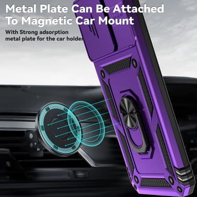 SKALO Xiaomi Redmi 13C 4G Armor hybridi metallirengas kameran liukusäädin - Violetti