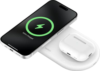 Belkin BoostCharge Pro 2in1 Magnetic Qi2 langaton laturi (valkoinen)