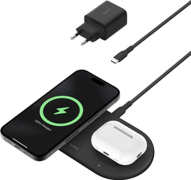 Belkin BoostCharge Pro 2in1 Magnetic Qi2 langaton laturi (musta)