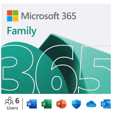Microsoft 365 Family lisenssi, 15 kk (Digitaalinen lataus)