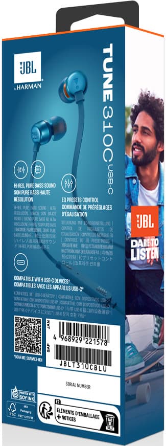 JBL Tune 310 USB C in-ear kuulokkeet (sininen)