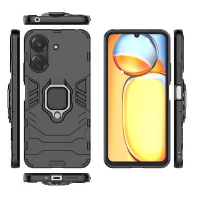 SKALO Xiaomi Redmi 13C 4G Armor Hybridi metallirengas kuori - Musta