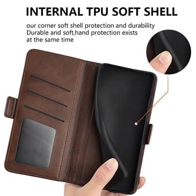 SKALO Xiaomi Redmi 13C 4G Premium Wallet Lompakkokotelo - Ruskea