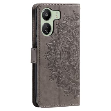 SKALO Xiaomi Redmi 13C 4G Mandala lompakkokotelo - Harmaa