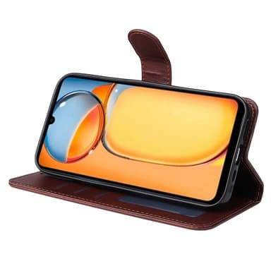 SKALO Xiaomi Redmi 13C 4G PU-nahkainen Lompakkokotelo - Ruskea