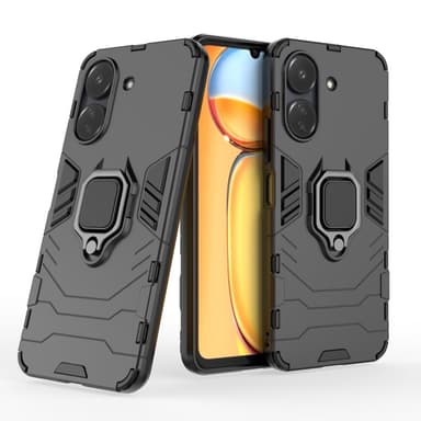 SKALO Xiaomi Redmi 13C 4G Armor Hybridi metallirengas kuori - Musta