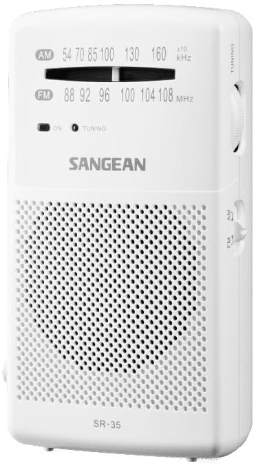 Sangean SR-35 kannettava analoginen radio (valkoinen)