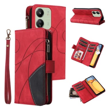 KT lompakkokotelo Xiaomi Redmi 13C:lle - Punamusta