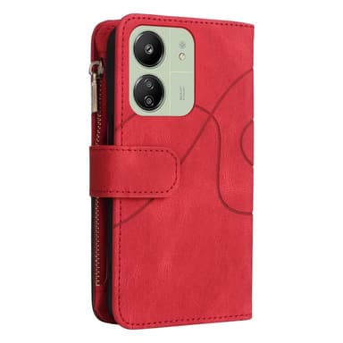KT lompakkokotelo Xiaomi Redmi 13C:lle - Punamusta