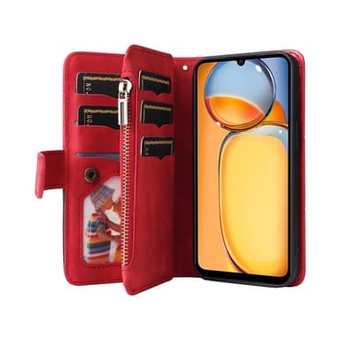 KT lompakkokotelo Xiaomi Redmi 13C:lle - Punamusta